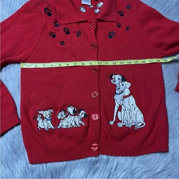 Vintage 90s Disney Store Red 101 Dalmatians Cardigan Sweater - Picture 16 of 16